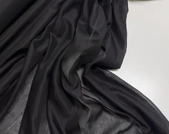 Batiste Cotton-Silk Fabric: Italian Lining Material, black color
