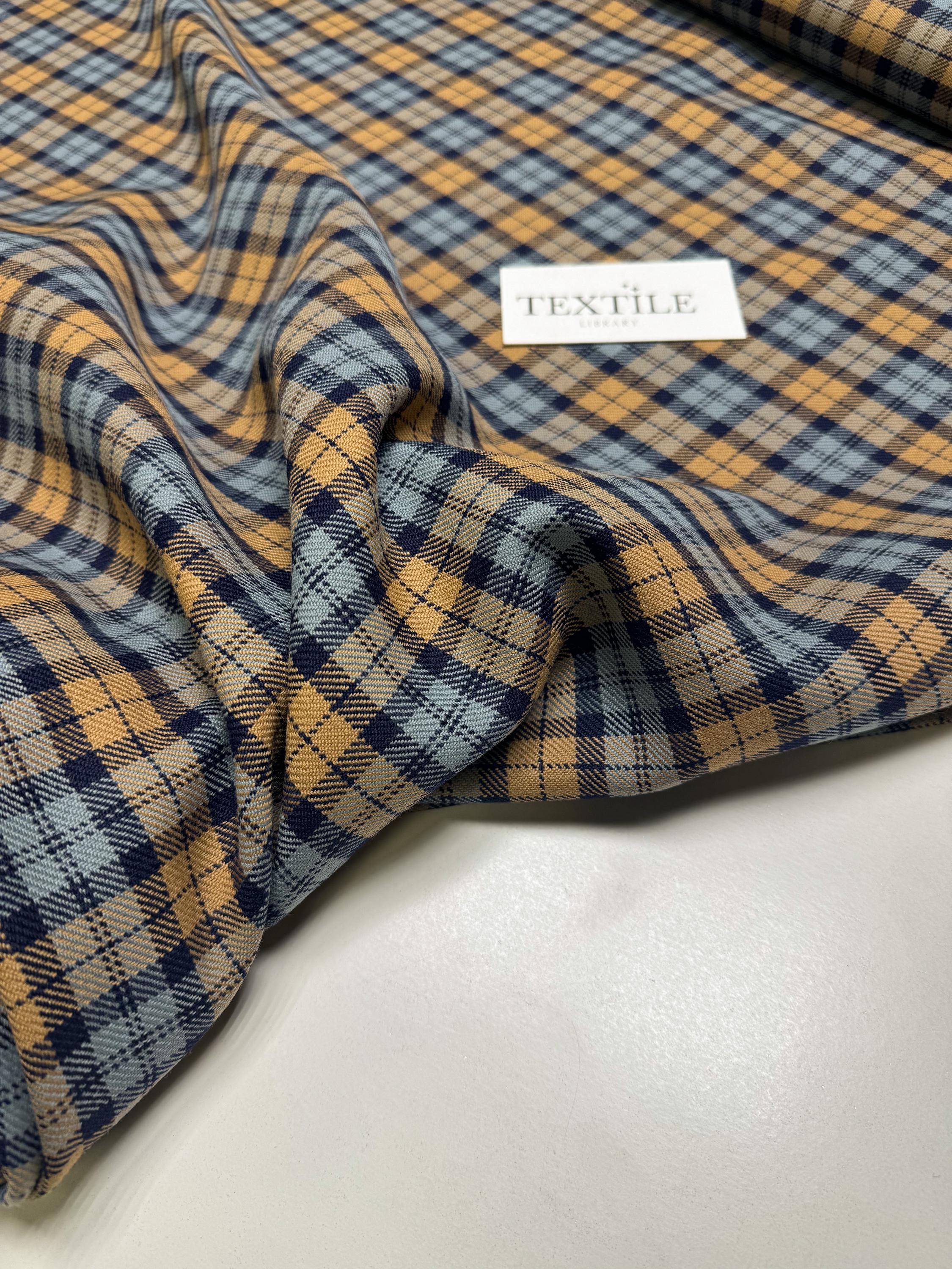 Checkered Italian Pattern Wool Fabric, Checkered Italian Wool, Blue-beige Tartan - Etsy