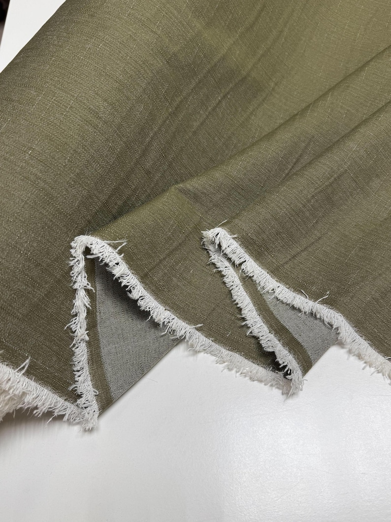 Italian Cotton Denim Fabric, Soft Organic Stretch Material - grass green color