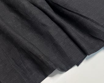 Italian Linen Fabric: 100% Organic, graphite color, herringbone  59" Wide