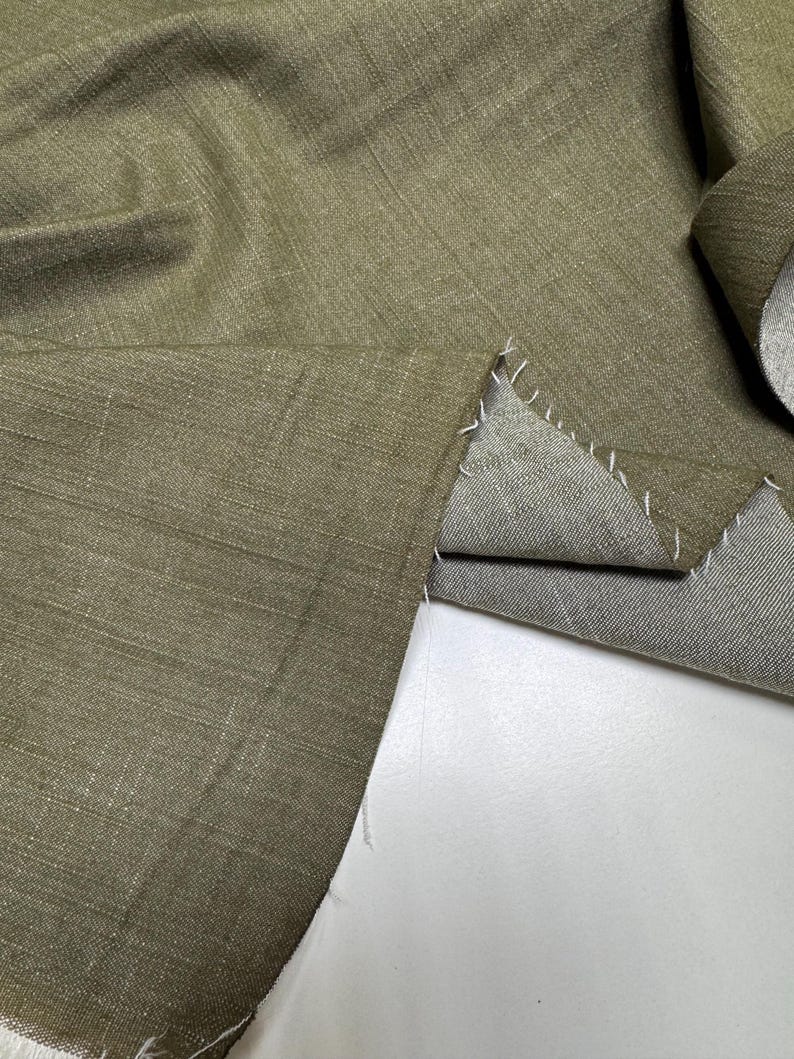 Italian Cotton Denim Fabric, Soft Organic Stretch Material - grass green color