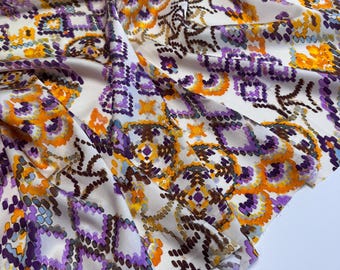 Italian Viscose-Silk Fabric: Geometry Designer Print Dressmaking