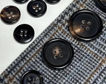 Elegant Brown Genuine Horn Buttons: Italian Tailoring Supplies, Set (15mm-30mm)