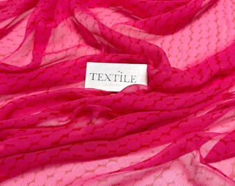 Italian Crushed Silk Chiffon Fabric: Pink Geometry Pattern