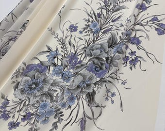 Silk Crepe de Chine Fabric Panel: Italian Designer Sewing Supplies - Floral