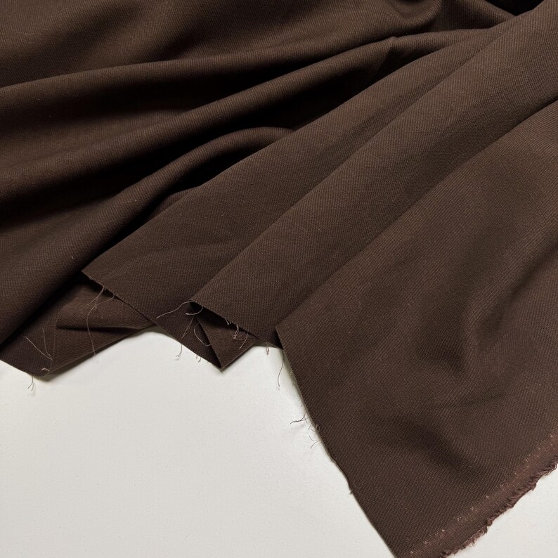 Elegant Textured Wool Fabric with linen fibers for Tailored Suits and Dresses - Rich Brown Hue: Fabric by the Meter