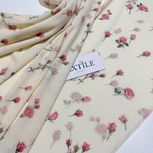 Floral Italian Wool Jersey Fabric: Milk White, Soft Knit - last piece 1.85m (2.02yd)