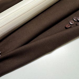Elegant Textured Wool Fabric with linen fibers for Tailored Suits and Dresses - Rich Brown Hue: Fabric by the Meter