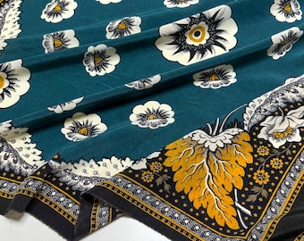 Silk Crepe Fabric Panel: Italian Designer Deadstock, Sewing Material - Floral