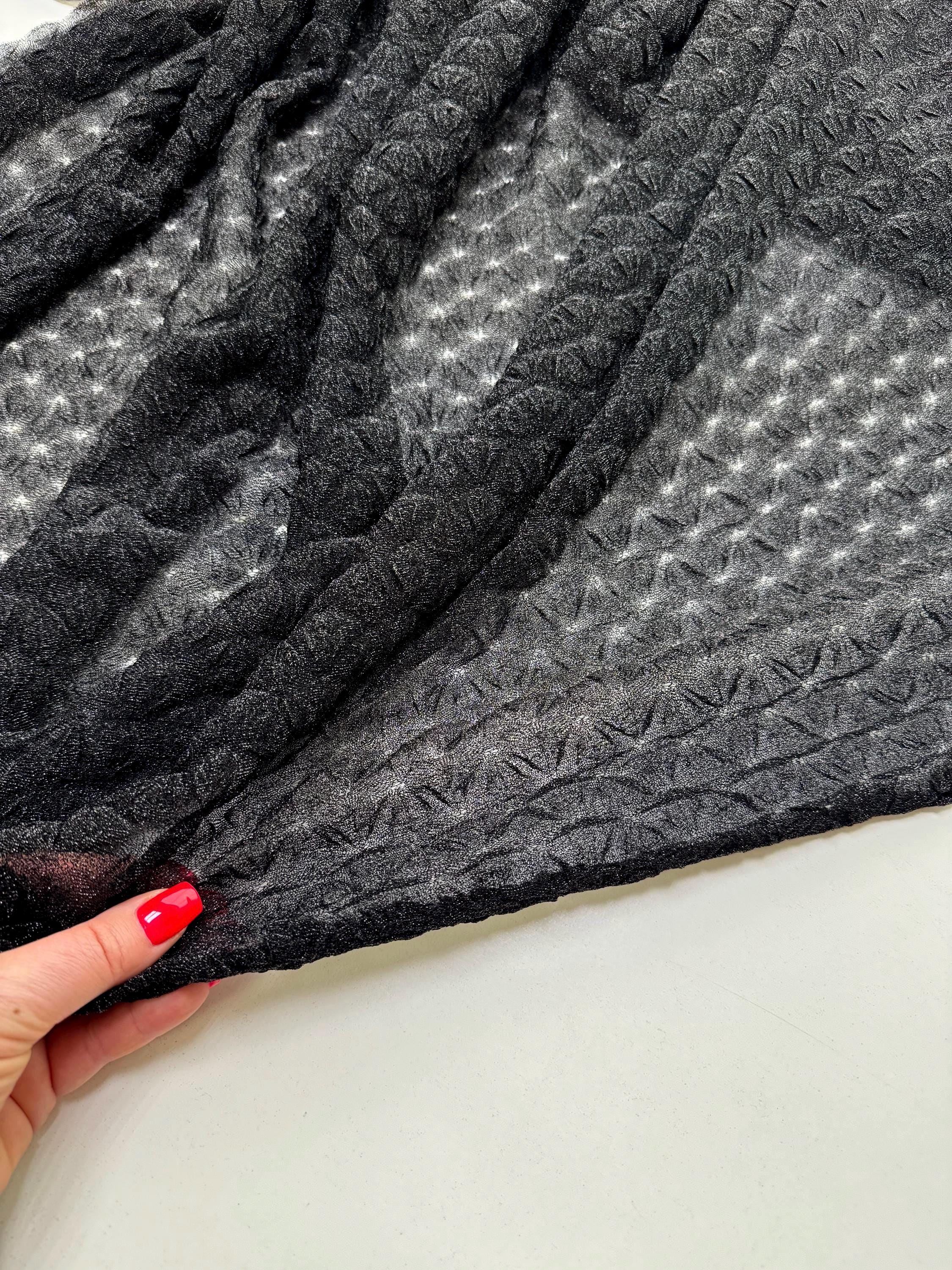 Italian Knit Fabric: Black Lurex Designer Deadstock - 66.93