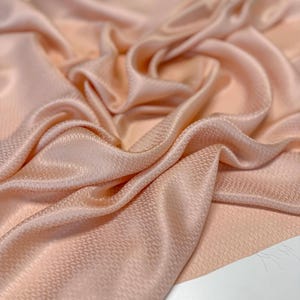 High-quality Jacquard Silk Fabric, Peach Color, Natural Silk with viscose fibers for Dresses, Blouses, Famous Italian Brand Jacquard Silk