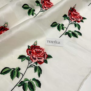 Luxurious Silk Organza with Delicate Embroidered Roses - Perfect for Wedding Attire and Decor