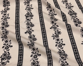 Italian Silk Satin Fabric: Floral Lace Print Elegant Dressmaking