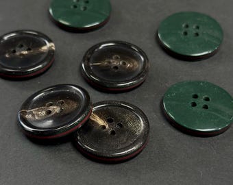 Italian Horn Buttons Set: Brown, Green, Red - 0.98" (25mm), famous Italian brand