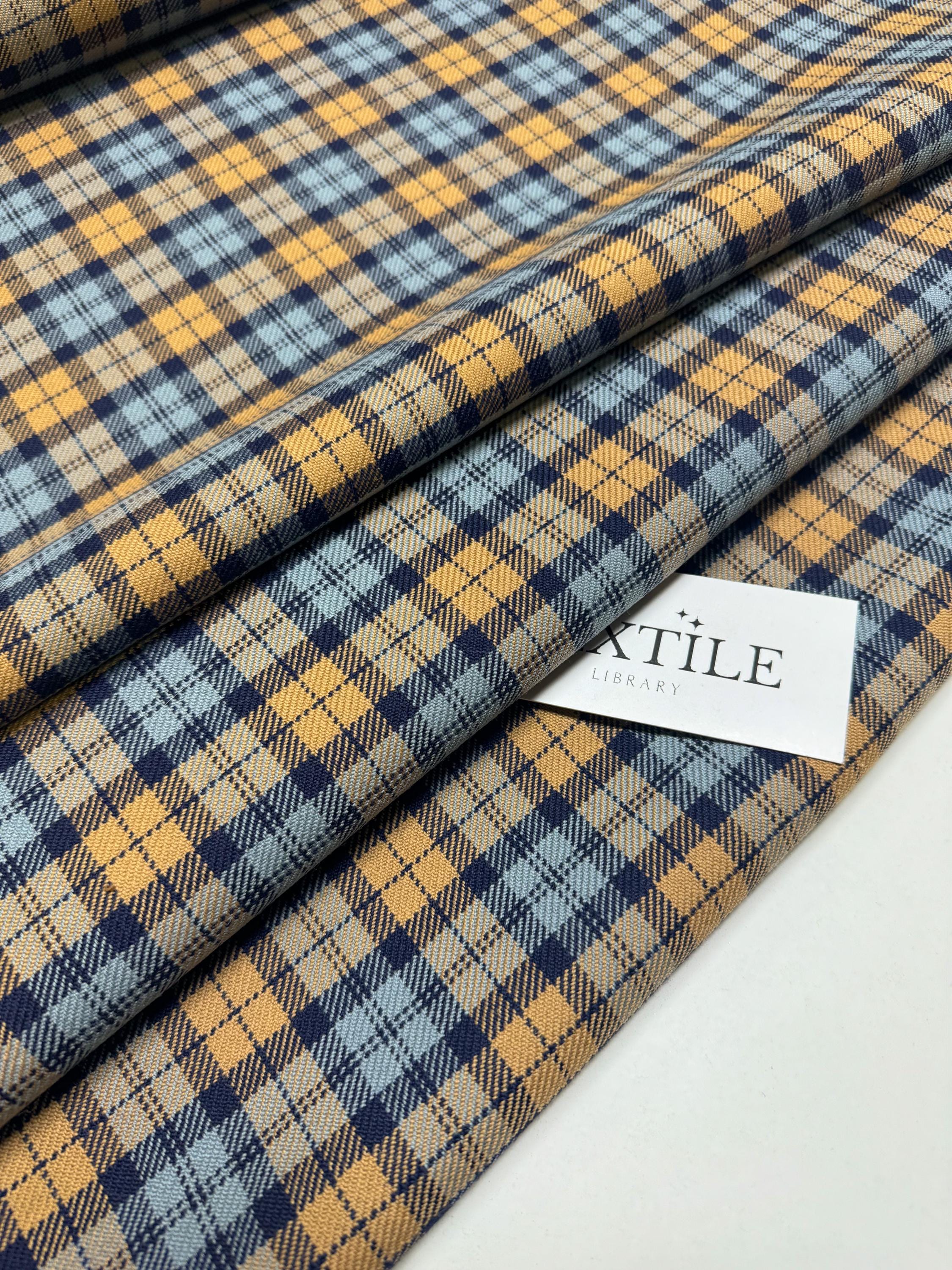 Checkered Italian Pattern Wool Fabric, Checkered Italian Wool, Blue-beige Tartan - Etsy