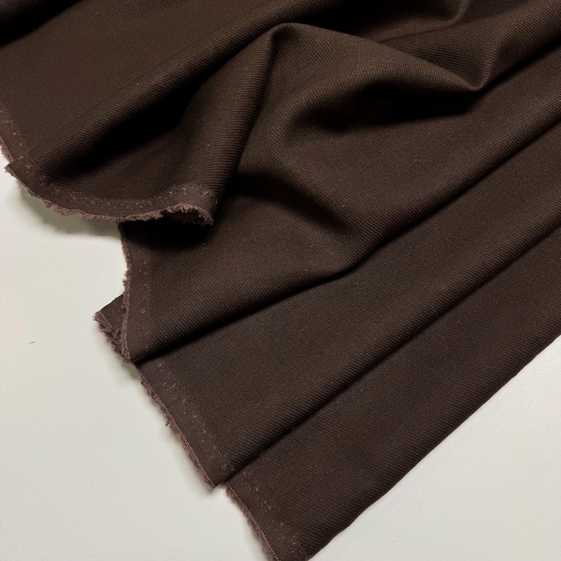 Elegant Textured Wool Fabric with linen fibers for Tailored Suits and Dresses - Rich Brown Hue: Fabric by the Meter