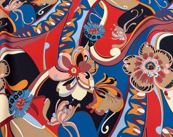 Tessuto di raso di seta: famoso designer italiano con stampa geometrica