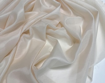 Cotton Silk Batiste Fabric: Italian Lining Material - Ecru Color, Last piece 2.51 yd (2.3 m)