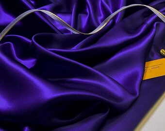 Satén de seda italiano: seda de lujo para confección en azul zafiro (135 cm de ancho)