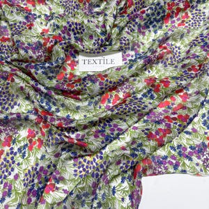 Luxury Italian charmeuse Silk Designer Fabric, Wildflower Floral Silk for Soft Dress, Blouse, LAST PIECE 2.62 yards (width 53.15 inches)