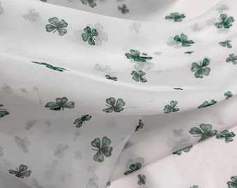 Italian Silk Chiffon, Famous Italian Designer Clover Pattern - 55" Wide