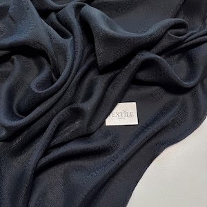 High-quality Jacquard Silk Fabric, Black Color, Natural Silk with viscose fibers for Dresses, Blouses, Famous Italian Brand Jacquard Silk