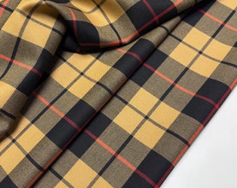 Italian Wool Fabric: Tartan, Yellow-Black Check