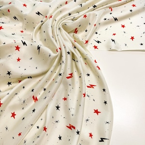Premium Natural Silk Twill - Designer Fabric Panel with Star Pattern, Limited Stock!  1.09yard\55.11 inches