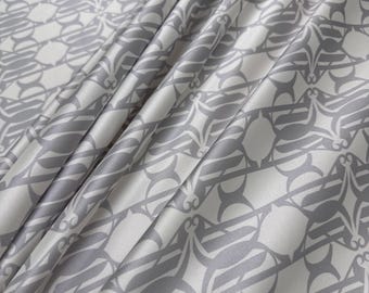 Italian Silk Satin Fabric: Italian Designer Dress Material - Geometry Pattern, 43"