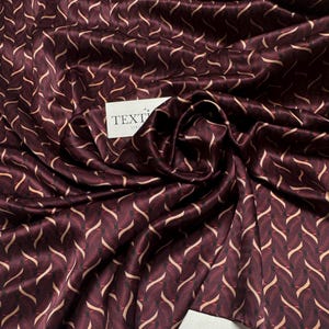 High-quality Geometry Pattern Silk Satin Fabric, Burgundi Italian Silk, Real Designer Silk, Silk for Designer Sewing, Silk Fabric