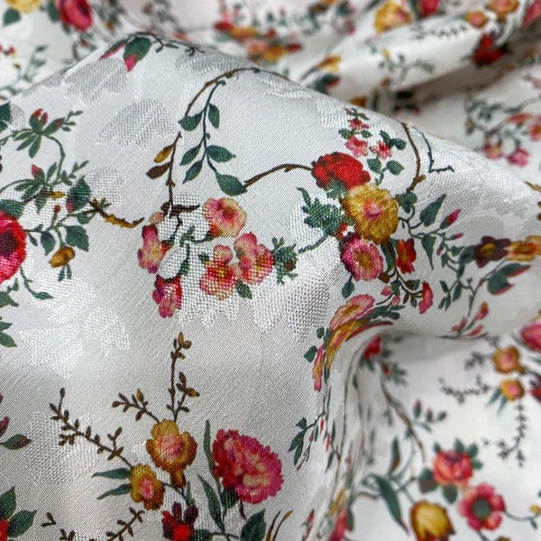 Graceful Floral Art Silk Fabric main image 1