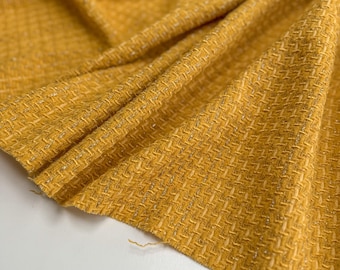 Yellow Italian Tweed Fabric with Lurex - Designer Wool Blend