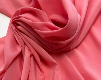 Italian Silk Crepe de Chine Fabric: Light Pink Stretch Silk, Sold by Meter