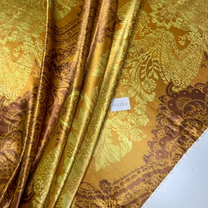 Elevate Your Creations with Premium Italian Silk by the Meter - Famous Italian Style, Gold Floral Patterns, Exquisite Silk Satin Silk
