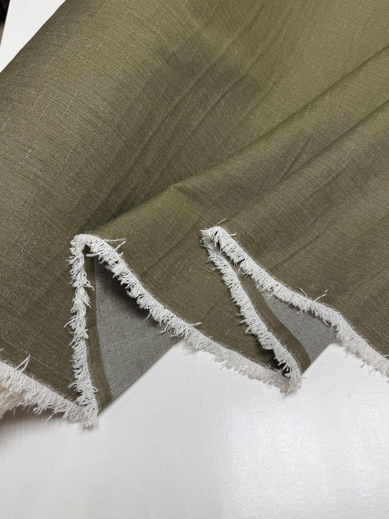 Italian Cotton Denim Fabric, Soft Organic Stretch Material - grass green color