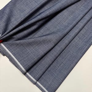 Luxuriöser Italienischer Wollstoff in Melange Blau - Premium Warmer Wollstoff - Hopsack