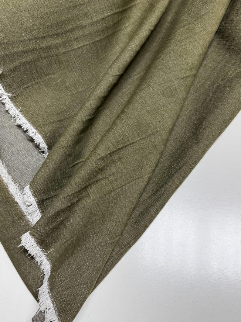 Italian Cotton Denim Fabric, Soft Organic Stretch Material - grass green color