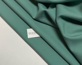 Wool Fabric: Italian Stretch Wool for Suits, Textured Sea Turquoise
