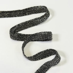 Italian Monili Trim: Black Metal Diamond on Transparent Base