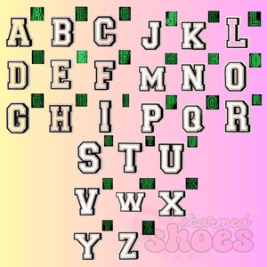 Letras que brillan en la oscuridad para zapatos - Adornos para zapatos con el alfabeto - Adornos con letras de cocodrilo - Adornos para zapatos con iniciales - Broche con iniciales - Rellenos para calcetines