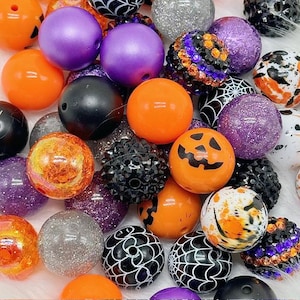 Halloween Bubblegum Bead Mix 20mm Acrylic Beads DIY Beads for Pens, Keychains, Necklaces  Chunky Bead Set Beads for Crafting Trick or Treat