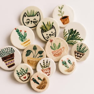 Cactus Broche Pin, Cactus illustratie, keramische sieraden, keramische cactus broche, Planten sieraden, cactus pin, botanische sieraden. Terrarium