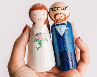 Cake Toppers for wedding. Custom Wedding Cake Topper. Wooden Cake Toppers. Wedding cake topper. Peg Doll cake topper.