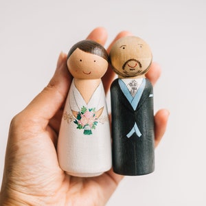 Cake Toppers for wedding. Custom Wedding Cake Topper. Wooden Cake Toppers. Wedding cake topper. Peg Doll cake topper. image 2