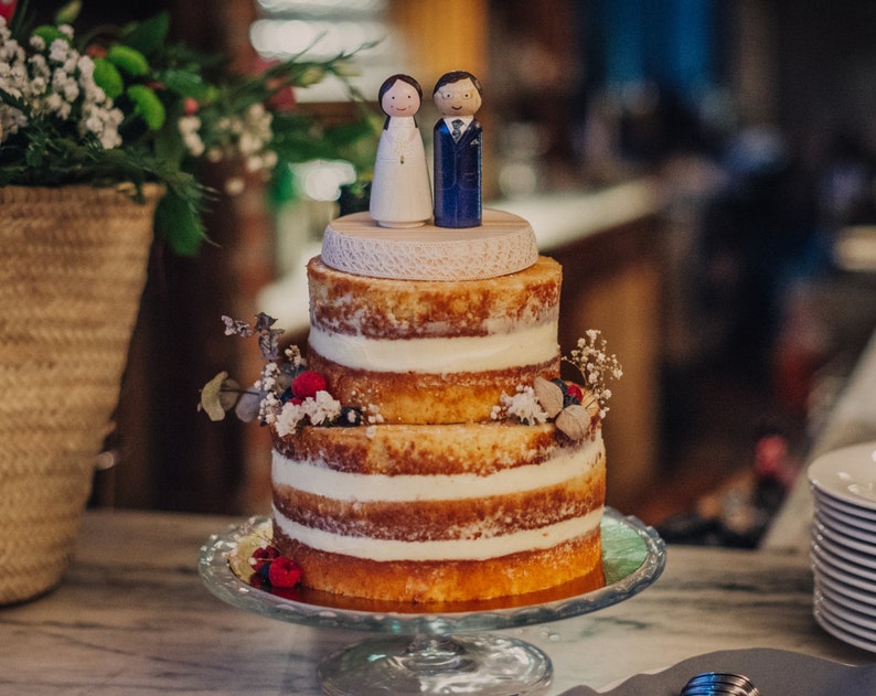 Cake Toppers for wedding. Custom Wedding Cake Topper. Wooden Cake Toppers. Wedding cake topper. Peg Doll cake topper. image 6