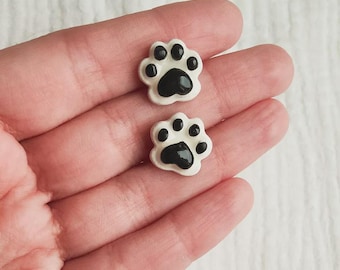 Ceramic paw print earrings, perfect for cat and dog lovers!