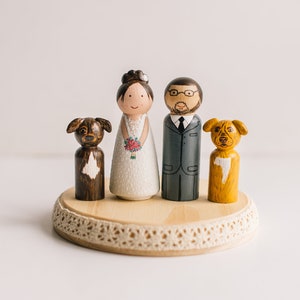 Wedding Cake Toppers with dog. Peg Doll cake topper. Custom wedding cake topper. Wedding cake toppers with cat, dog.Cake topper image 10