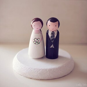 Cake Toppers for wedding. Custom Wedding Cake Topper. Wooden Cake Toppers. Wedding cake topper. Peg Doll cake topper. image 5