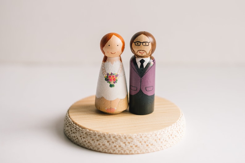 Cake Toppers for wedding. Custom Wedding Cake Topper. Wooden Cake Toppers. Wedding cake topper. Peg Doll cake topper. image 3