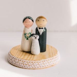 Wedding Cake Toppers with dog. Peg Doll cake topper. Custom wedding cake topper. Wedding cake toppers with cat, dog.Cake topper image 2